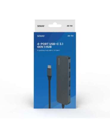 SAVIO Hub USB-C - 4 x USB-A, AK-54