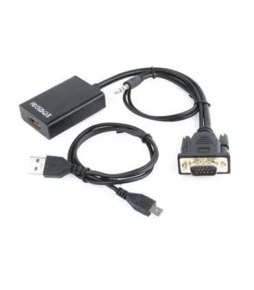 Gembird A-VGA-HDMI-01 video cable adapter 0.15 m HDMI Type A (Standard) VGA (D-Sub) Black