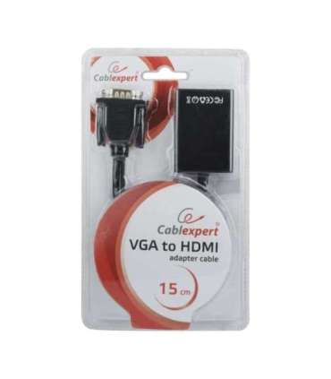 Gembird A-VGA-HDMI-01 video cable adapter 0.15 m HDMI Type A (Standard) VGA (D-Sub) Black