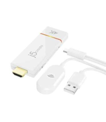 Audio/video wireless transmitter and receiver j5create JVAW76 Screencast 4K Wireless Display Adapter white