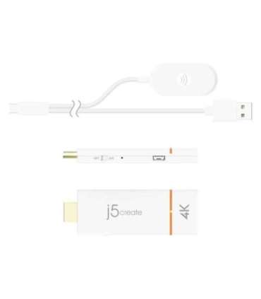 Audio/video wireless transmitter and receiver j5create JVAW76 Screencast 4K Wireless Display Adapter white