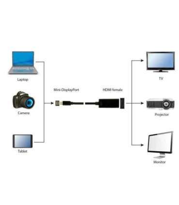 Gembird A-MDPM-HDMIF-02 video cable adapter Mini DisplayPort HDMI Type A (Standard) Black