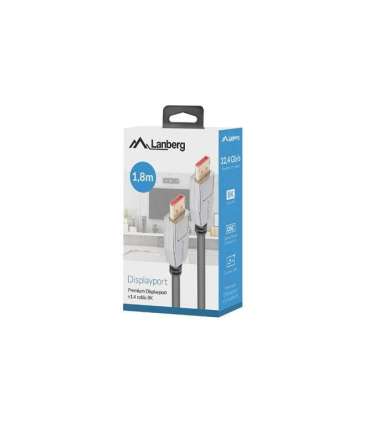 Lanberg CA-DPDP-20CU-0018-BK DisplayPort cable 20 PIN V1.4 1.8m 8K