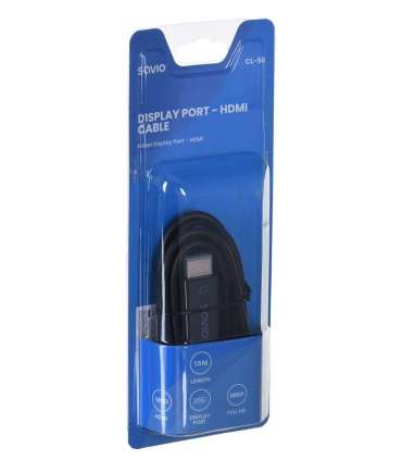 Savio CL-56 video cable adapter 1.5 m DisplayPort HDMI Type A (Standard) Black