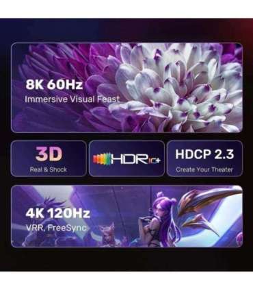 UNITEK CABLE DISPLAYPORT 1.4 TO HDMI 2.1, 8K, 1.8M