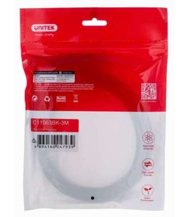 UNITEK 2.0 4K60HZ FLAT 3M C11063BK-3M HDMI cable 3 m HDMI Type A (Standard) Black