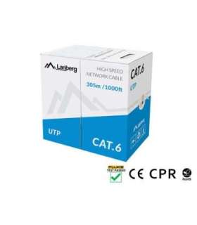 LANBERG CABLE UTP CAT.6 305M WIRE CU GRAY