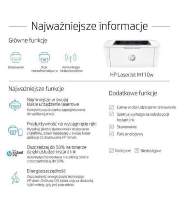 HP LaserJet M110w Printer, Black and white, Printer for Small office, Print, Compact Size
