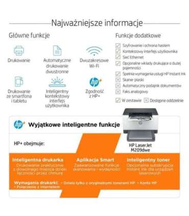 HP LaserJet HP M209dwe Printer, Black and white, Printer for Small office, Print, Wireless HP+ HP Instant Ink