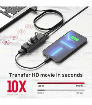 UNITEK Y-3089V01 interface hub USB 3.2 Gen 1 (3.1 Gen 1) Type-A 5000 Mbit/s Black