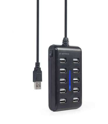 Gembird UHB-U2P10P-01 10-port USB 2.0 hub, black