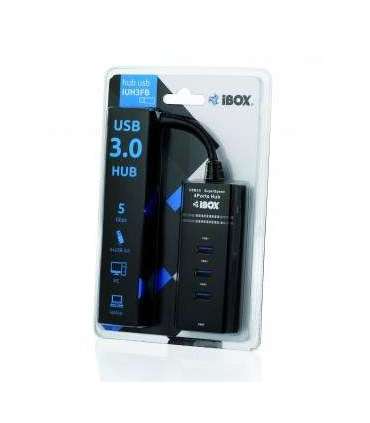 iBox IUH3FB interface hub 5000 Mbit/s Black