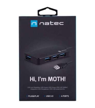 NATEC Hub USB 3.0 Moth (4 ports, black)