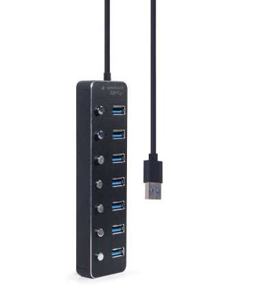 Gembird UHB-U3P7P-01  7-port USB 3.1 (Gen 1) hub with switches, black