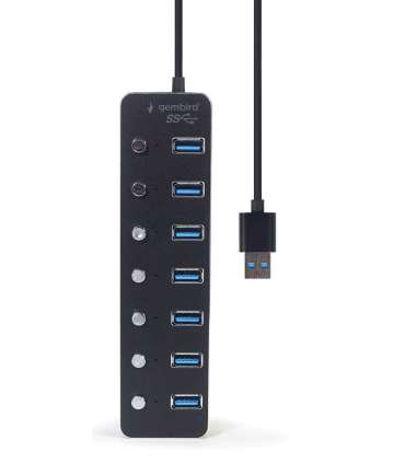 Gembird UHB-U3P7P-01  7-port USB 3.1 (Gen 1) hub with switches, black