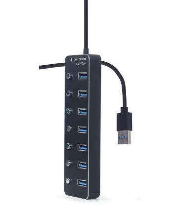 Gembird UHB-U3P7P-01  7-port USB 3.1 (Gen 1) hub with switches, black