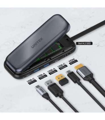 UNITEK HUB USB-C STORAGE M.2, HDMI, USB-C PD 100W, D1046A