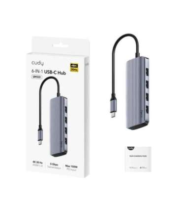 Cudy UH500 interface hub USB 3.2 Gen 1 (3.1 Gen 1) Type-C 5000 Mbit/s Grey, Silver