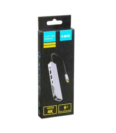 iBox IUH3SL4K interface hub USB Type-C 5000 Mbit/s Silver