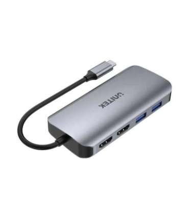 UNITEK ACTIVE HUB USB-C 2X HDMI 4K, RJ45, PD 100W
