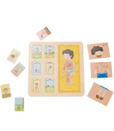 CLASSIC WORLD õppeplaat - inimkeha pusleplokid lastele, Montessori sobitamine, 19 osa