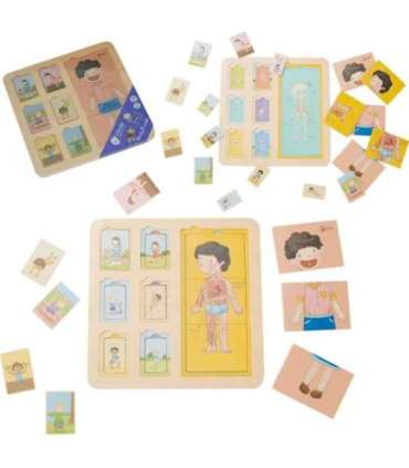 CLASSIC WORLD õppeplaat - inimkeha pusleplokid lastele, Montessori sobitamine, 19 osa