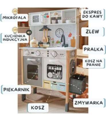 WOOPIE GREEN Деревянная интерактивная кухня 9 в 1 со стиральной машиной и доской