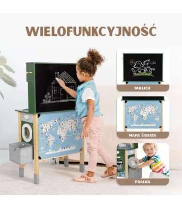 WOOPIE GREEN Деревянная интерактивная кухня 9 в 1 со стиральной машиной и доской