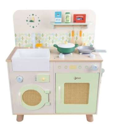 CLASSIC WORLD puidust XXL-mõõdus multifunktsionaalne köök pesumasina ja tarvikutega