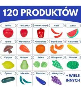 WOOPIE köögi- ja poekomplekt — köögiviljad ja puuviljad, 120 osa.