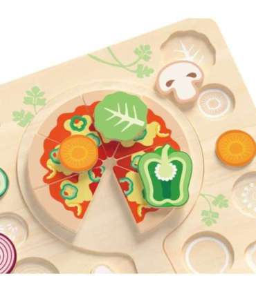 CLASSIC WORLD Деревянная пицца для резки — пазл с овощами, 22 элемента.