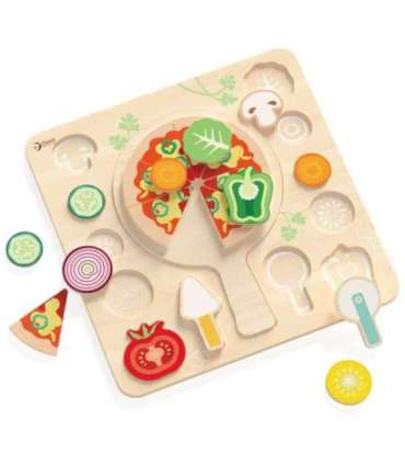 CLASSIC WORLD Деревянная пицца для резки — пазл с овощами, 22 элемента.