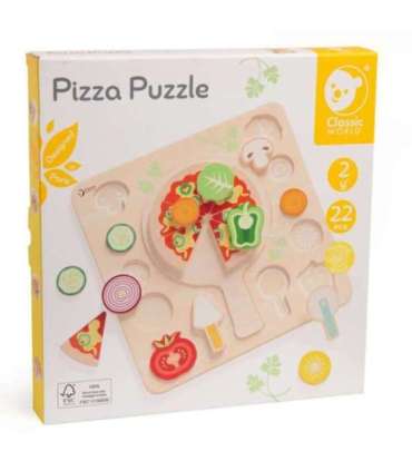 CLASSIC WORLD puidust lõigatav pitsapusle köögiviljadega, 22 osa.