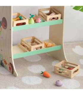 CLASSIC WORLD Puidust köögiviljade komplekt korvis, 6-osaline.