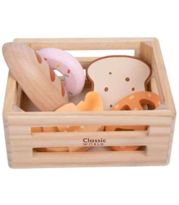 CLASSIC WORLD 6-osaline puidust pagaritoodete komplekt korvis.