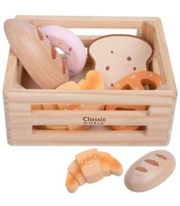 CLASSIC WORLD набор деревянной выпечки в корзинке, 6 шт.