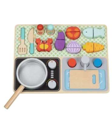 TOOKY TOY puidust köök aksessuaaridega - väikese koka komplekt