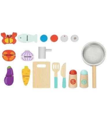 TOOKY TOY puidust köök aksessuaaridega - väikese koka komplekt
