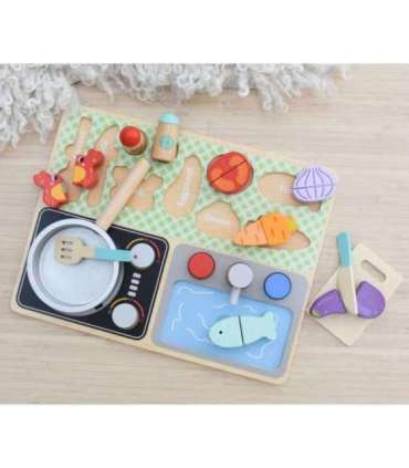 TOOKY TOY puidust köök aksessuaaridega - väikese koka komplekt