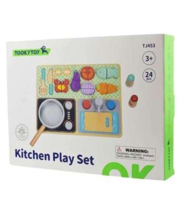 TOOKY TOY puidust köök aksessuaaridega - väikese koka komplekt