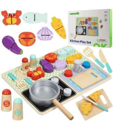 TOOKY TOY puidust köök aksessuaaridega - väikese koka komplekt