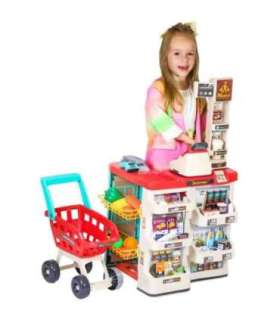 WOOPIE магазин/супермаркет с тележкой, весами, кассой, сканером + 48 аксессуаров