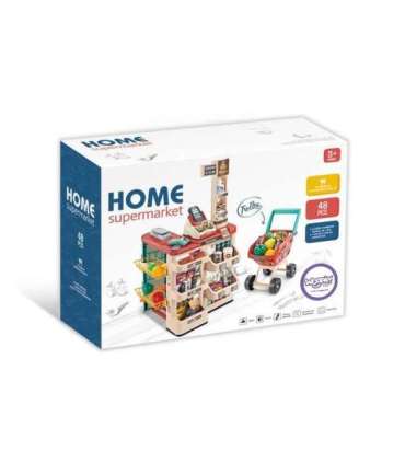 WOOPIE supermarket koos ostukäruga, kaaluga, kassaga, skänneriga + 48 tarvikuga