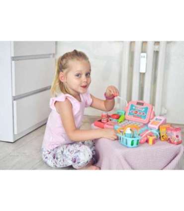 WOOPIE детская касса для игры в магазин со сканером, весами и микрофоном + 24 аксессуара