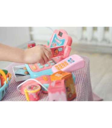WOOPIE детская касса для игры в магазин со сканером, весами и микрофоном + 24 аксессуара