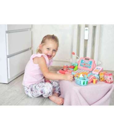 WOOPIE детская касса для игры в магазин со сканером, весами и микрофоном + 24 аксессуара