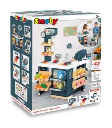 SMOBY Sklep Supermarket z Wózkiem Kasą i Elektronicznym Skanerem