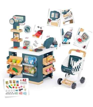 SMOBY Sklep Supermarket z Wózkiem Kasą i Elektronicznym Skanerem