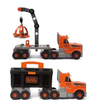 SMOBY Ciężarówka 3w1 Black+Decker Narzędzia Dźwig 60 Akc.