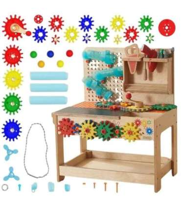 MASTERKIDZ puidust Montessori STEM töölaud tööriistade ja tarvikutega